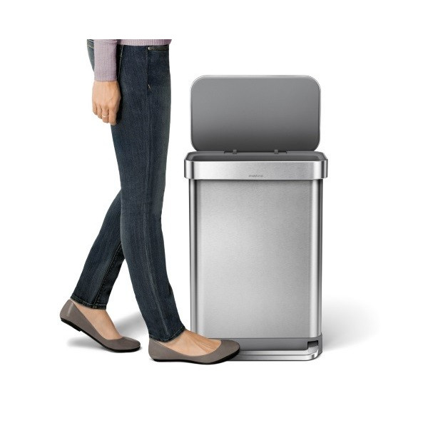 Poubelle rectangulaire inox + réserve à sacs 55L - Simplehuman