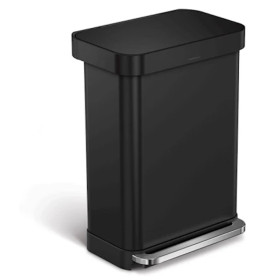 Poubelle rectangulaire noir + réserve à sacs 55L - Simplehuman | Art.  0838810026008