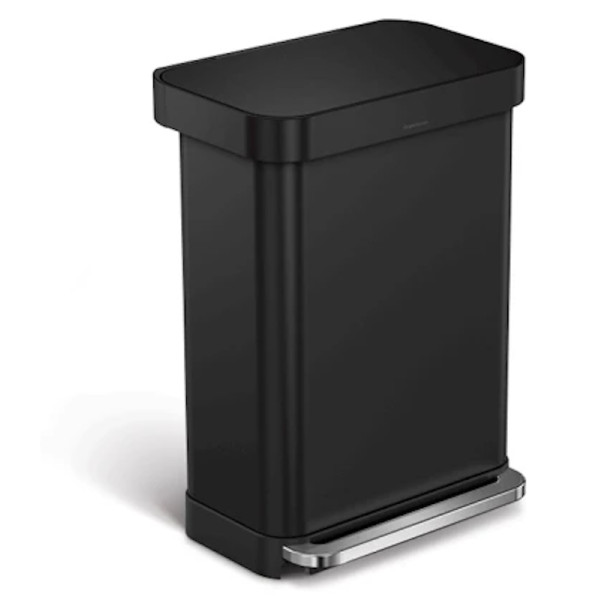 Poubelle rectangulaire noir + réserve à sacs 55L - Simplehuman | Art.  0838810026008