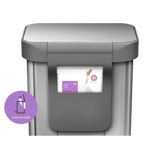 Poubelle rectangulaire inox + réserve à sacs 45L - Simplehuman |Art.  0838810017815  - vue 4