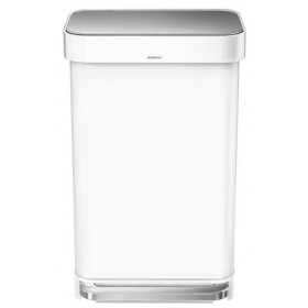 Poubelle rectangulaire blanc + réserve à sacs 45L - Simplehuman |Art.   0838810018140 - vue 1