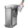 Poubelle rectangulaire inox + réserve à sacs 45L - Simplehuman |Art.  0838810017815  - vue 3
