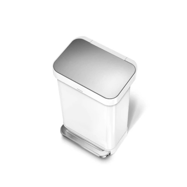 Poubelle rectangulaire blanc + réserve à sacs 45L - Simplehuman |Art.   0838810018140 - vue 2
