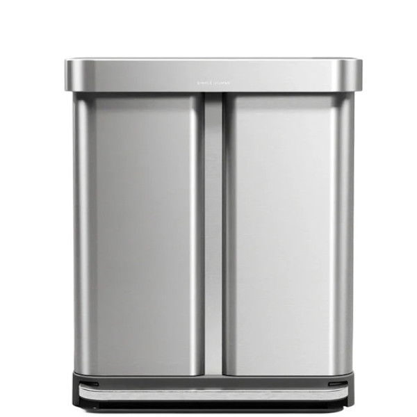 Poubelle rectangulaire Recycler inox + réserve à sacs 2 bacs 24+34 L - Simplehuman | Art.  838810026978  - vue 3