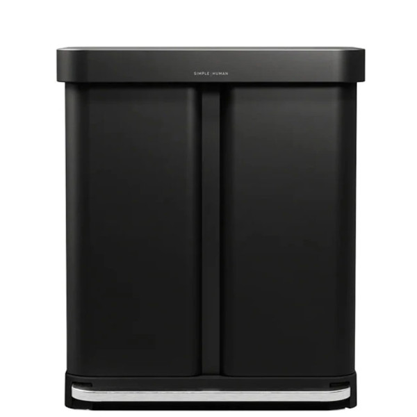 Poubelle rectangulaire Recycler noire + réserve à sacs 2 bacs 24+34 L - Simplehuman | Art. 0838810026985 - vue 2
