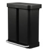 Poubelle rectangulaire Recycler noire + réserve à sacs 2 bacs 24+34 L - Simplehuman | Art. 0838810026985 - vue 1