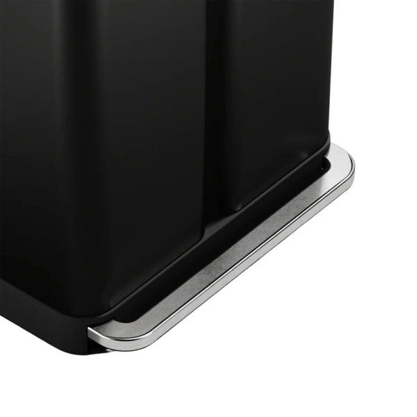 Poubelle rectangulaire Recycler noire + réserve à sacs 2 bacs 24+34 L - Simplehuman | Art. 0838810026985 - vue 4