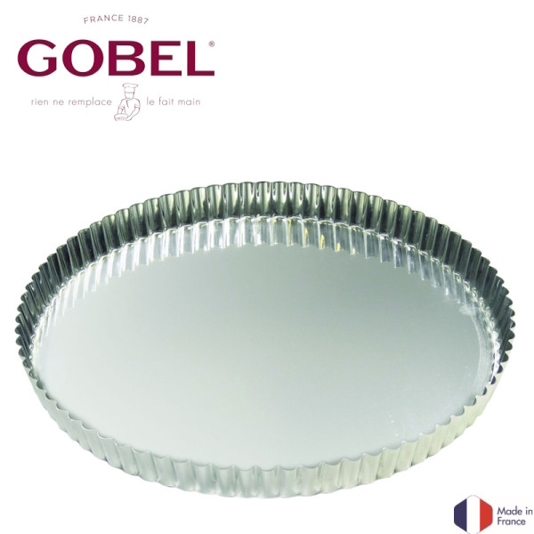 Tourtière ronde cannelée - fer blanc - fond fixe - de 20 à 32 cm, h25 mm - Gobel - vue 1