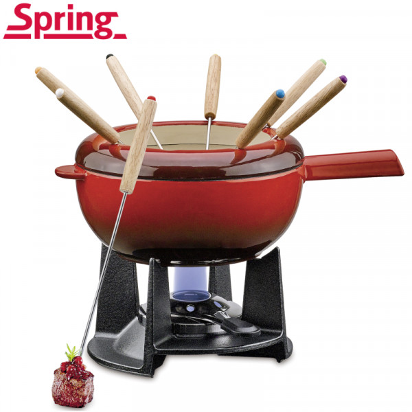 Saas-Fee. Service à Fondue en fonte 20 cm, 2 L rouge - Spring |Art. 4052356012592 - vue 1