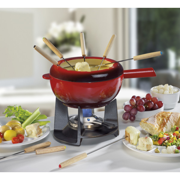Saas-Fee. Service à Fondue en fonte 20 cm, 2 L rouge - Spring |Art. 4052356012592 - vue 2