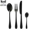Natura. 24 couverts aspect inox poli brillant - Oro Nero (black) - Mepra