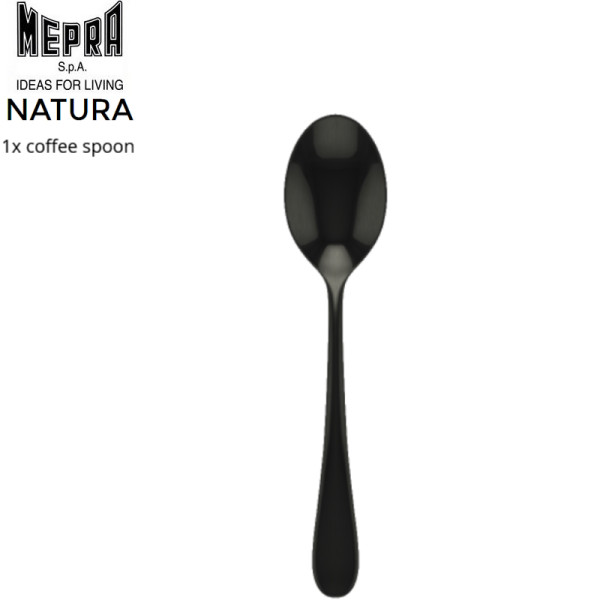 Natura. 07 Cuillère à café aspect inox poli brillant - Oro Nero (black) - Mepra