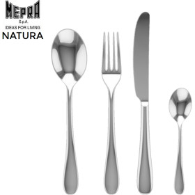 Natura. 24 couverts aspect inox poli brillant - Mepra