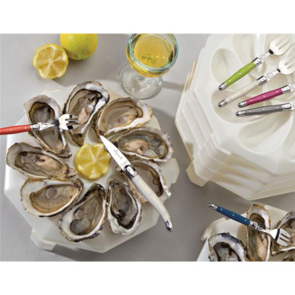Lot de 6 assiettes de 9 huitres Blanc Nacré - Roger Orfevre